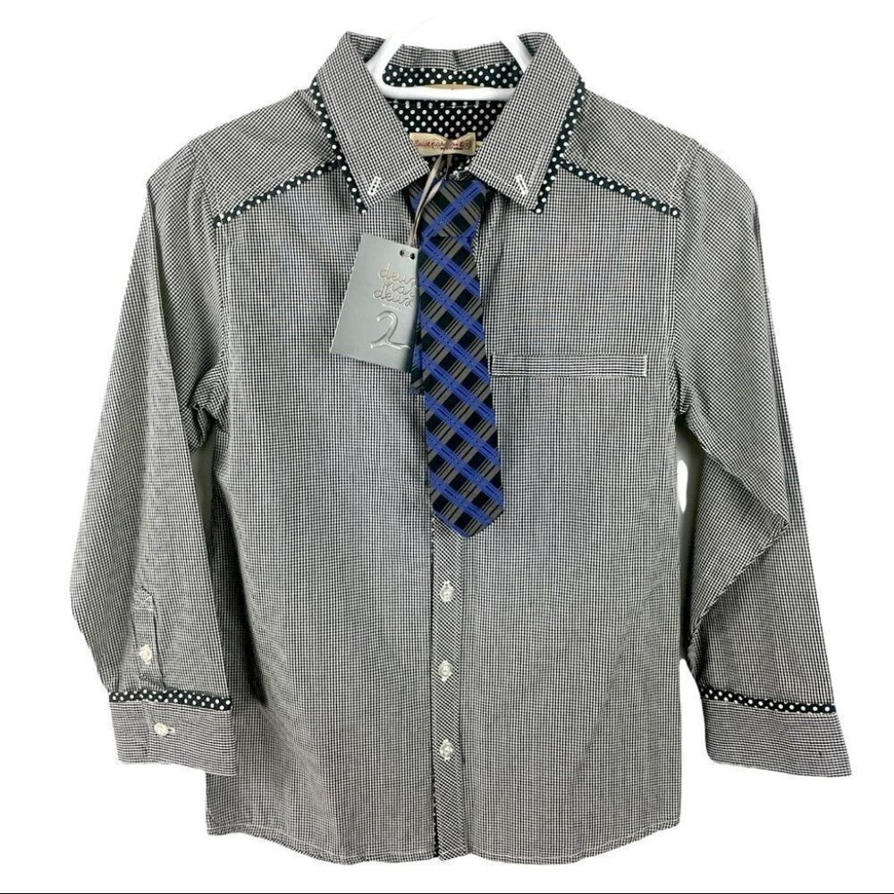 ** NEW Deux Par Deux Boys Shirt and Tie Set Size 10